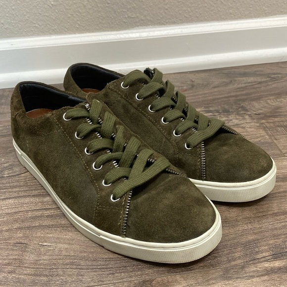 Frye Sindy Moto Low Green Suede Sneakers size 10 - Picture 1 of 8